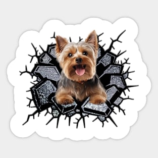 Funny Yorkshire Terrier Wall Crack Dog Lover Sticker